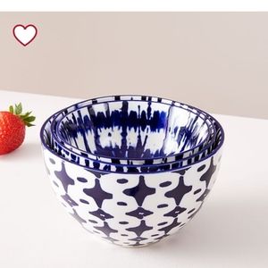 Set of 3 West Elm Indigo Tie Dye Nesting Bowls